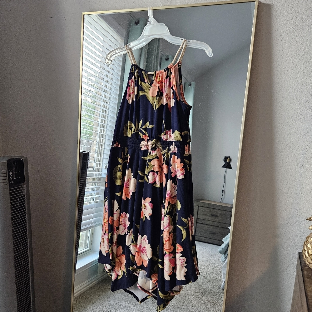 Social Academy Clairo Rope handkerchief hem dress.